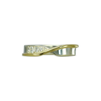 Offset Two Colour Diamond Set Crossover Ring Ring Pruden and Smith   