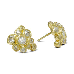 Old Cut Diamond Cluster Stud Earings Earring Pruden and Smith   
