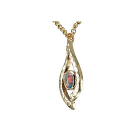 Forged Hammered Rose Gold Opal Pendant Pendant Pruden and Smith   