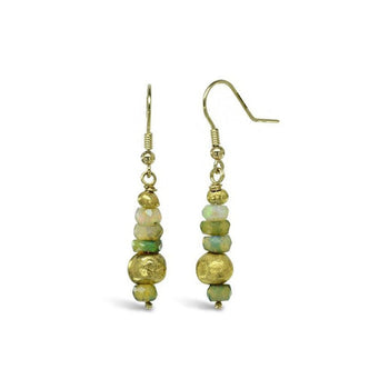 Nugget Opal and Gold Dangly Earrings Earring Pruden and Smith   