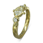 Beaded Yellow Gold Oval Diamond Trilogy Engagement Ring Ring Pruden and Smith   