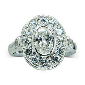 Oval Diamond Cluster Ring Ring Pruden and Smith   