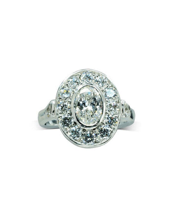 Oval Diamond Platinum Cluster Ring Ring Pruden and Smith   