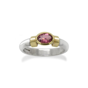 Gemstone Silver and Gold Shoulder Ring Ring Pruden and Smith   