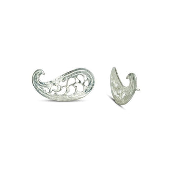 Pierced Paisley Stud Earrings Earring Pruden and Smith 9ct White Gold  