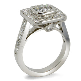 Pavé Set Diamond Cluster Ring With Diamond Shoulders Ring Pruden and Smith   