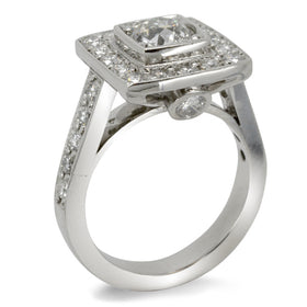 Square Cluster Ring With Diamond Shoulders Ring Pruden and Smith   