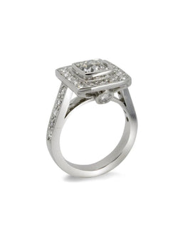 Sqaure Cluster Ring with Diamond Shoulders Ring Pruden and Smith   