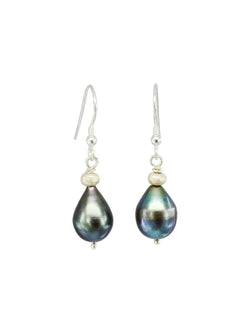 Nugget Silver and Pearl Drop Earrings Earring Pruden and Smith Black  