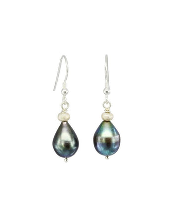 Nugget Silver and Pearl Drop Earrings Earring Pruden and Smith Black  