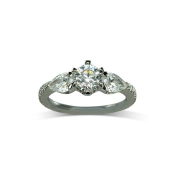 Claw Round and Pear Shaped Diamond Trilogy Ring Ring Pruden and Smith Engagement Ring Only  