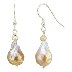 Nugget Silver and Pearl Drop Earrings Earring Pruden and Smith Peach  