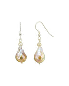 Nugget Silver and Pearl Drop Earrings Earring Pruden and Smith Peach  