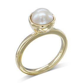 Pearl Stacking Rings Gold Ring Pruden and Smith 9ct Yellow Gold 10mm White Freshwater 