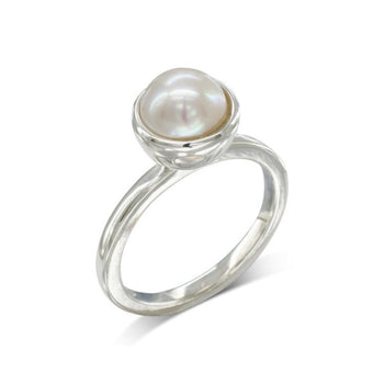 9ct Gold Pearl Stacking Rings Set Ring Pruden and Smith 9ct White Gold 10mm White Freshwater 