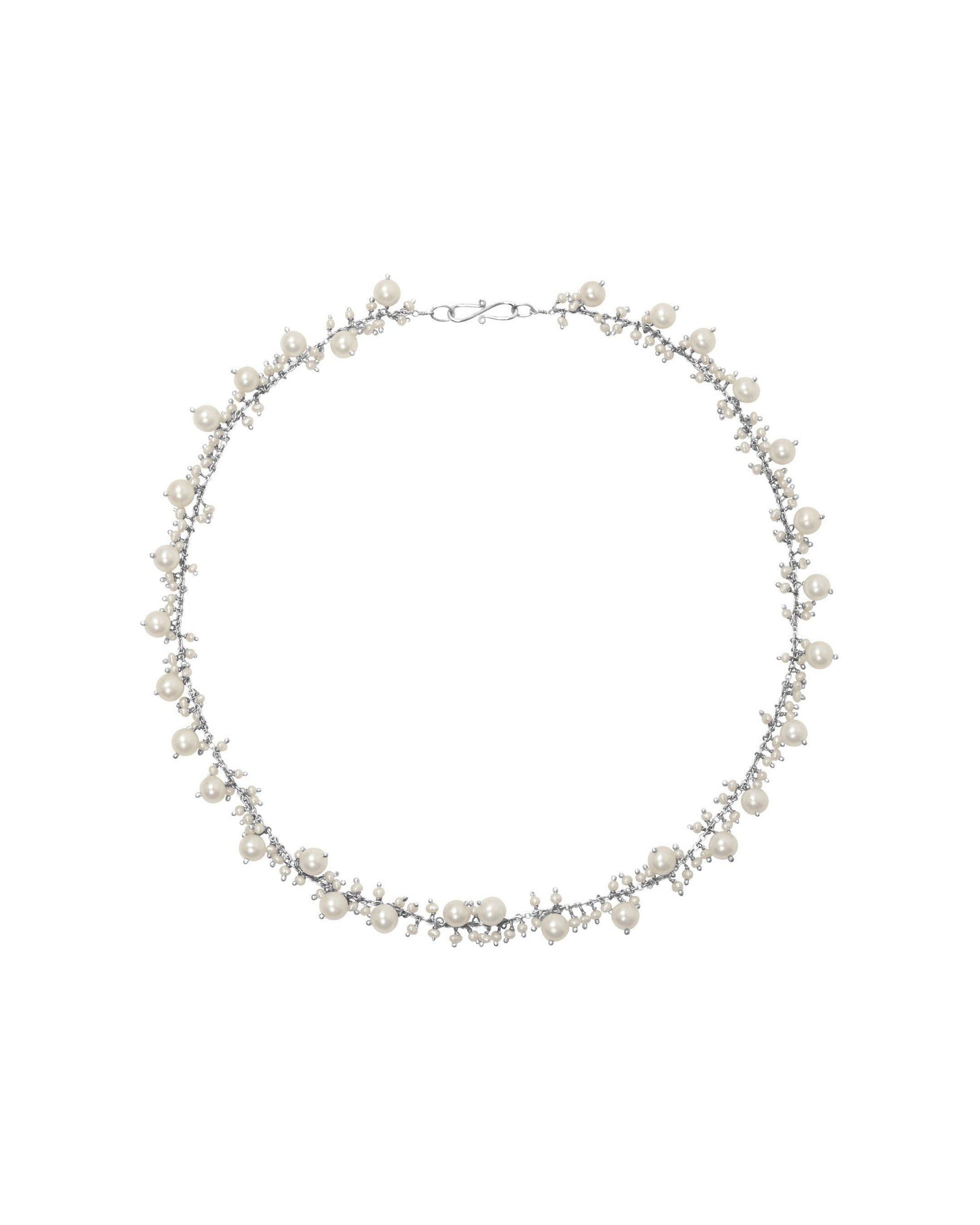 Beaded Pearl and Silver Necklace Necklace Pruden and Smith   