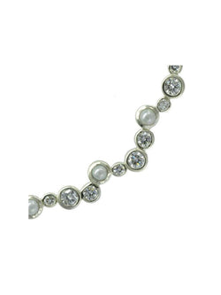Water Bubbles Offset Diamond and Pearl Necklace Necklace Pruden and Smith   