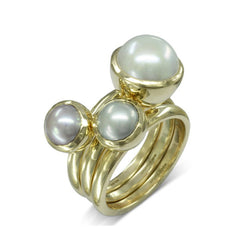 9ct Gold Pearl Stacking Rings Set Ring Pruden and Smith   