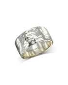 Hammered Ring (Wide) Ring Pruden and Smith 12mm 9ct White Gold 
