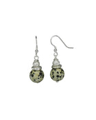 Gemstone Mix Bead Drop Earrings (12mm) Earring Pruden and Smith Picasso Jasper (Beige with Black spots)  