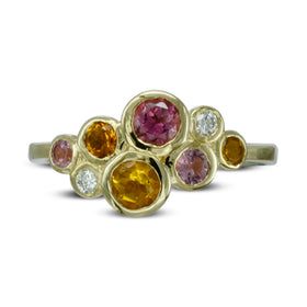 Pink Tourmaline Citrine Diamond Bubbles Cluster Ring Ring Pruden and Smith   