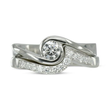 Flat Twist Solitaire Engagement and Wedding Ring Set Ring Pruden and Smith   