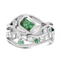 Platinum Emerald Pave Set Diamond Ring by Pruden and Smith | Platinum-Emerald-Pave-Set-Diamond-Ring.jpg