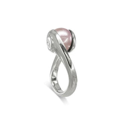Suspended Pink Pearl Ring Ring Pruden and Smith Platinum  