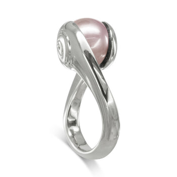 Suspended Pink Pearl Ring Ring Pruden and Smith Platinum  