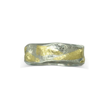 Side Hammered Platinum and Gold Mixed Metal Ring Ring Pruden and Smith   