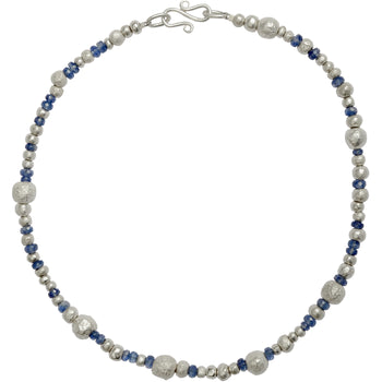Random Silver Nugget Gemstone Necklace Necklace Pruden and Smith   