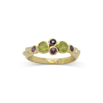 Roman Peridot and Amethyst Yellow Gold Ring Ring Pruden and Smith   