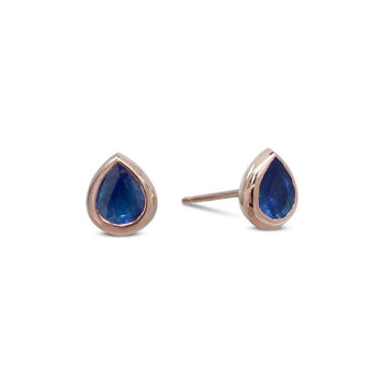 Gold Sapphire Pear Shaped Earstuds Earring Pruden and Smith 18ct Rose Gold  