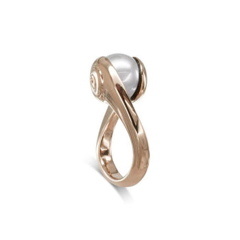 Spiral Suspended White Pearl Ring Ring Pruden and Smith 18ct Rose Gold  