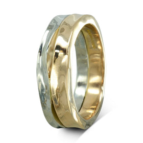 6mm Two Colour Trap Wedding Band Ring Pruden and Smith   