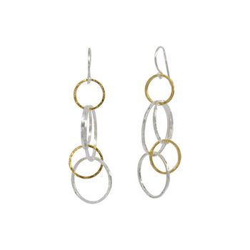 Hammered Two Tone Chain Dangly Earrings Earring Pruden and Smith 50mm  