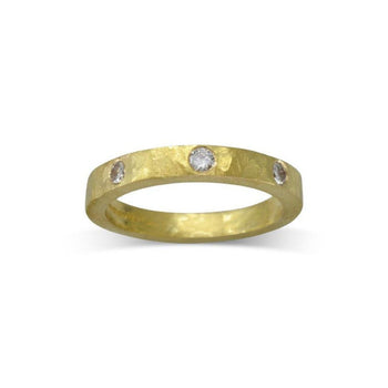 Rough Hammered Diamond Eternity Ring Ring Pruden and Smith 18ct Yellow Gold  