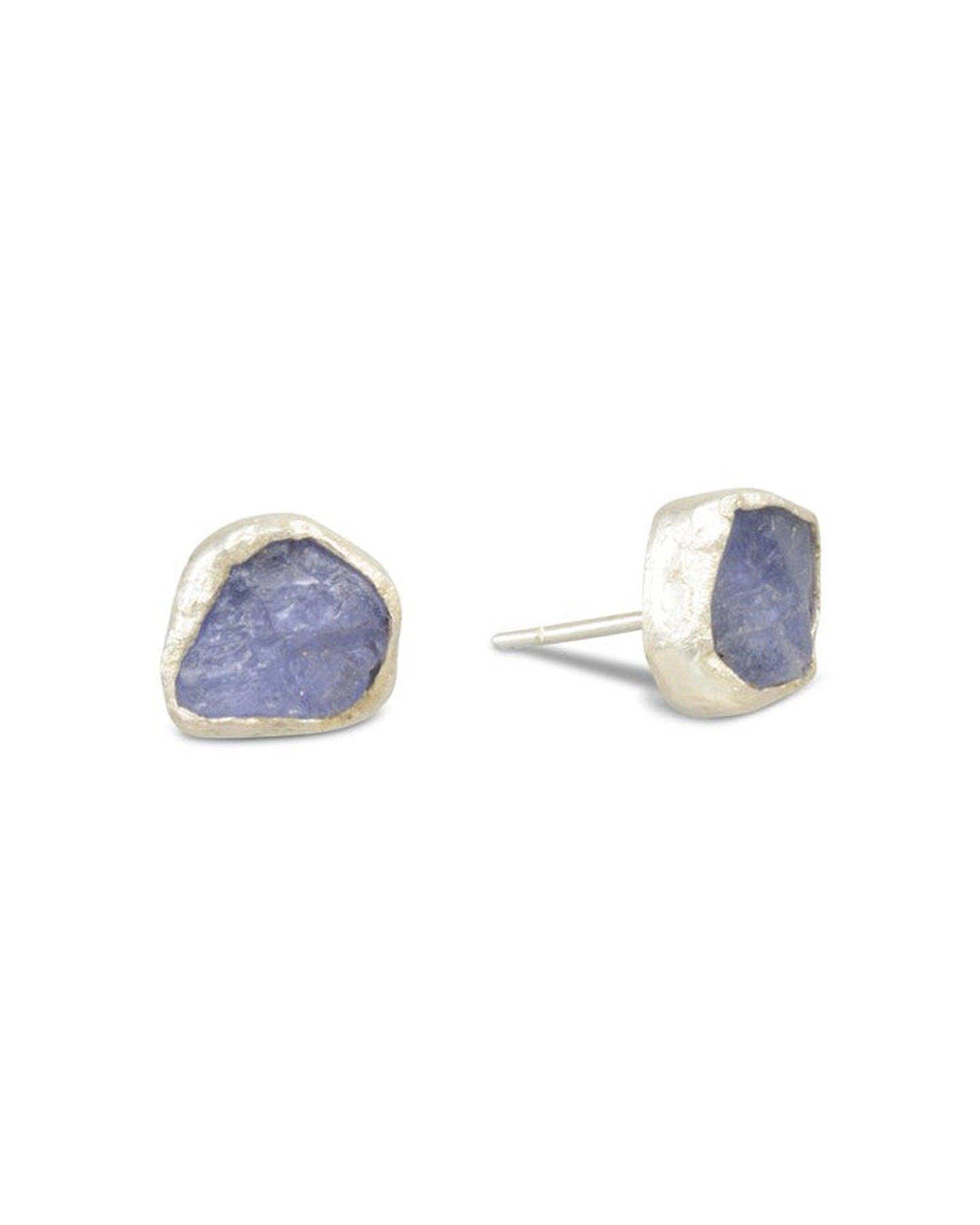 Rough Tanzanite Earstuds Peridot Amethyst Aquamarine Available Earrings Pruden and Smith Tanzanite (Sea Blue)  