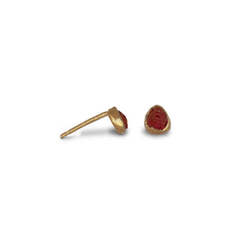 Rough Ruby 18ct Gold Stud Earrings Earring Pruden and Smith   