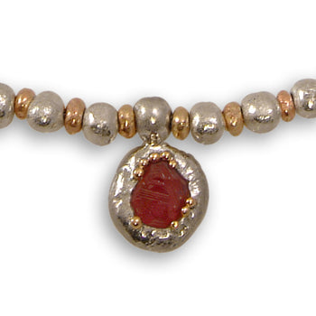 Bespoke Rough Ruby Nugget Necklace with Pendant Necklace Pruden and Smith   
