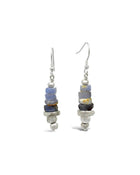 Rough Sapphire with Silver Hammered Discs Dangly Earrings Earring Pruden and Smith   