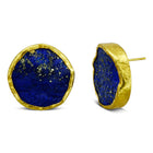 Large Lapis Lazuli Round Silver Gilt Earstuds Earstuds Pruden and Smith   