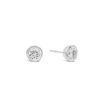 Round Silver Stud Earrings Earring Pruden and Smith Cubic Zirconia (clear)  