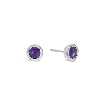 Round Silver Stud Earrings Earring Pruden and Smith Amethyst (purple)  