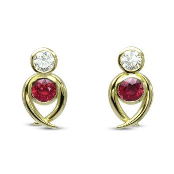 Spiky Ruby and Diamond Stud Earrings Earstuds Pruden and Smith   