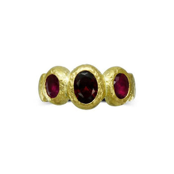Nugget Ruby and Yellow Gold Trilogy Ring Ring Pruden and Smith   