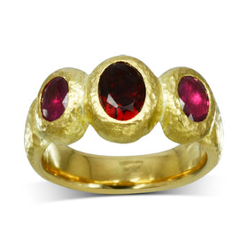 Ruby Gold Nugget Trilogy Ring Ring Pruden and Smith   