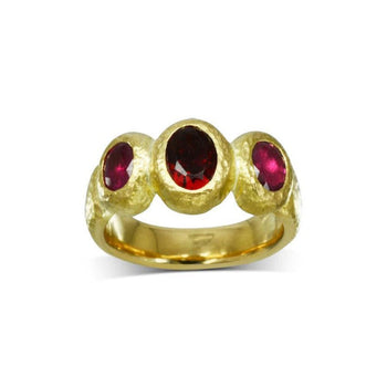 Nugget Ruby and Yellow Gold Trilogy Ring Ring Pruden and Smith   