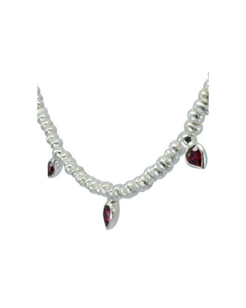 Silver Nugget Drop Ruby Necklace Necklace Pruden and Smith   