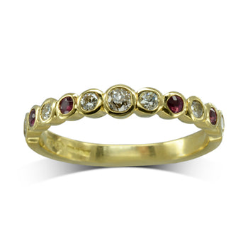 Bespoke Ruby Old Cut Diamond Eternity Ring Ring Pruden and Smith   